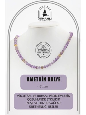 Çok Renkli 6 mm Ametrin Doğal Taş Dizi Kolye, Şık ve Parlak Takı Seçeneği