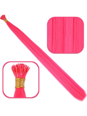 Marsilyan Fiber Sentetik Boncuk Kaynaklık Renkli Saç - Koyu Pembe - 100 Adet