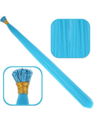 Marsilyan Fiber Sentetik Boncuk Kaynaklık Renkli Saç - Turkuaz Mavi - 100 Adet