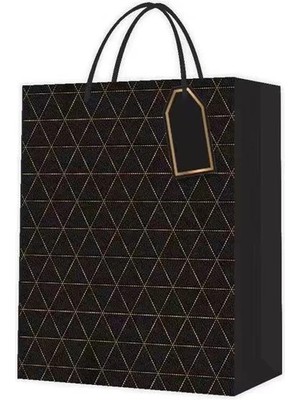 Siyah Desenli Büyük Boy Karton Çanta ( Lisinya )