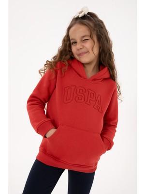 U.S. Polo Assn. Kız Çocuk Kiremit Kapüşonlu Şardonlu Basic Sweatshirt 50314311-VR026
