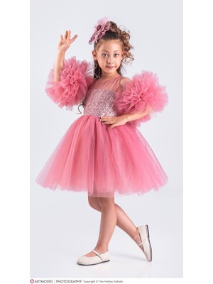 Kokoş Bebe Ponpon Tak Çıkarlı Kız Çocuk 4 Parça Elbise - 3/10 Yaş - 31535