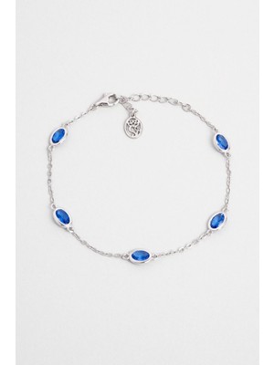 Mavi Rüya 18 Ayar Sarı Altın Kaplama 19 cm Gümüş Minimal Bileklik