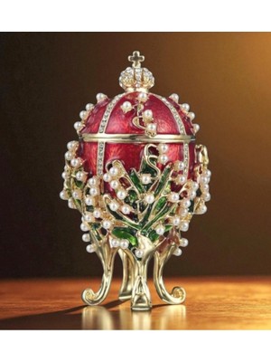 17 cm Kırmızı Lüks Temalı Doğal Görünüm Özel Tasarım Yumurta