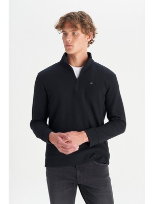 Wrangler Pamuklu Regular Fit Dik Yaka Fermuarlı Selanik Örgü Sweatshirt