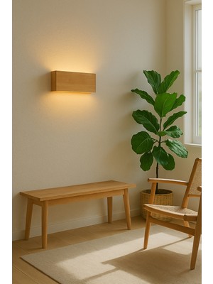 El Yapımı Ahşap Çift Yönlü 30CM LED Aplik, Anahtarlı, Pil Hediye