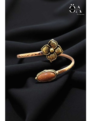 El Işçiliği Yıldız Taşı Doğal Bakır Bileklik, Vintage ve Ayarlanabilir Tasarım