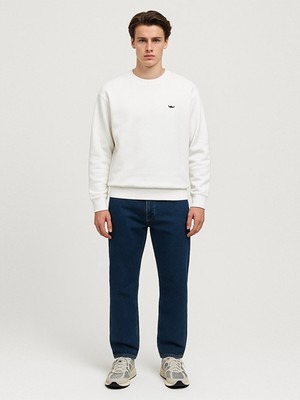 LTB Uzun Kollu Bisiklet Yaka Basıc Beyaz Sweatshırt