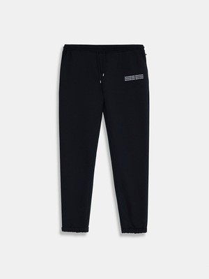 LTB Beli Lastikli Slogan Baskılı Siyah Eşofman