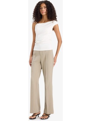 DeFacto Flare Fit Fermuarlı Yüksek Bel Uzun Boy Pantolon F7182AX25SM