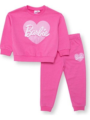 Barbie Kız Bebek Eşofman Takımı Bisiklet Yaka Uzun Kol Ribanalı Paça