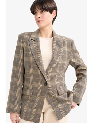 DeFacto Regular Fit Kareli Blazer Ceket G0678AX25AU