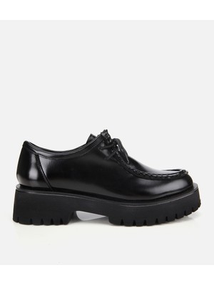 Hotiç 01AYH314710A100 KADIN Siyah Dikiş Burunlu Kalın Tabanlı Günlük Loafer