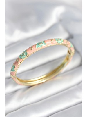 Kahsen Store Yeşil Renk Detaylı Mineli Kelepçe