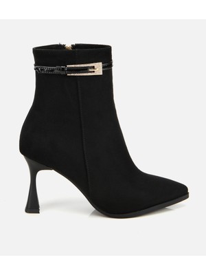 Hotiç Kadın Süet Siyah Taşlı Tokalı Bilekte Topuklu Bot