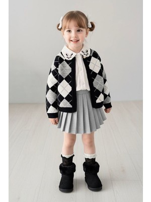 Miniğimin Cicileri Minigimin Cicileri Tavşan Yaka Detaylı Triko  Kız Çocuk 3 lü takım - Siyah