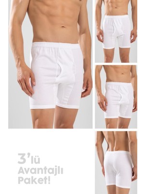 Baykar Erkek Paçalı Boxer 3'lü Set 1103 Beyaz