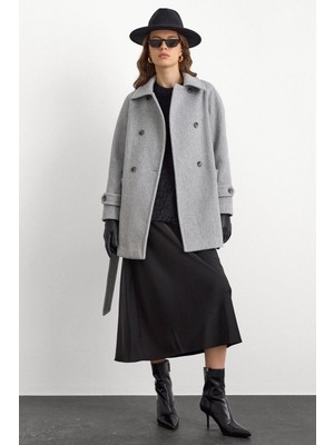 Olcay Reglan Kol Kruvaze Kısa Kaban AÇIK GRİ 3150