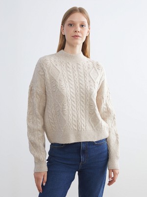 Lc Waikiki Yeni Sezon Yarım Balıkçı Yaka Kendinden Desenli Kadın Triko Kazak