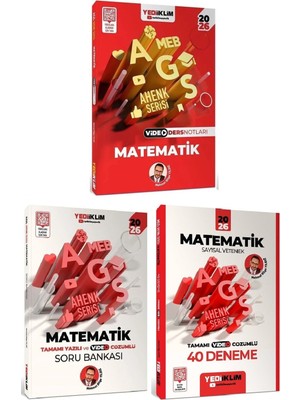 Yediiklim 2026 Meb-Ags Sayısal Yetenek-Matematik Video Ders Notları + Soru Bankası + 40 Deneme 3 Lü Set Ahenk Serisi - Mehmet Bilge Yıldız Yediiklim Yayınları