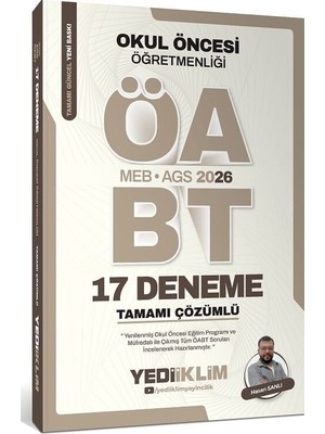 Yediiklim 2026 Öabt Meb-Ags Okul Öncesi Öğretmenliği 17 Deneme Çözümlü - Hasan Sanlı Yediiklim Yayınları