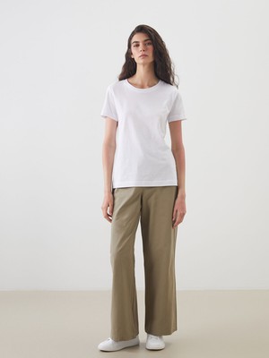 Lc Waikiki Yeni Sezon Beli Lastikli Poplin Kadın Pantolon