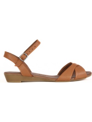 Bueno Shoes Taba Koyu Deri Kadın Sandalet 01WN3808 01WN3808