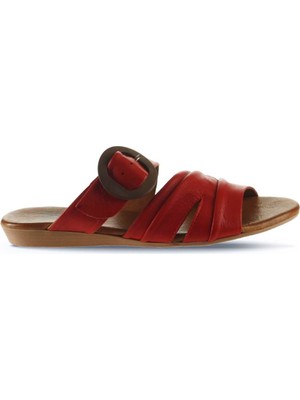 Bueno Shoes Kırmızı Deri Kadın Düz Terlik 01WU7438 01WU7438