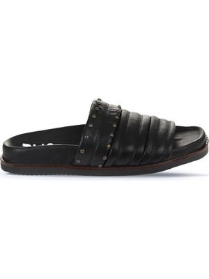 Bueno Shoes Siyah Deri Kadın Düz Terlik 01WU5829 01WU5829