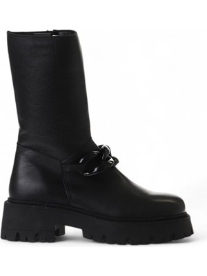 Bueno Shoes Siyah Deri Kadın Düz Bot 01WV3118 01WV3118