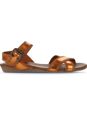 Bueno Shoes Turuncu Parlak Deri Kadın Düz Sandalet 01WU7421 01WU7421