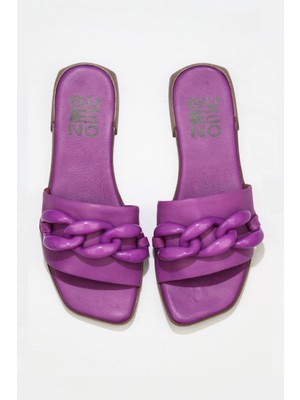 Bueno Shoes Lila Deri Kadın Düz Terlik 01WU1815 01WU1815