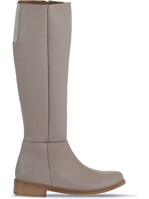Bueno Shoes Gri Deri Kadın Düz Çizme 01WT5305 01WT5305