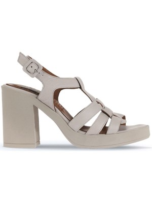Bueno Shoes Gri Deri Kadın Topuklu Sandalet 01WA1600 01WA1600