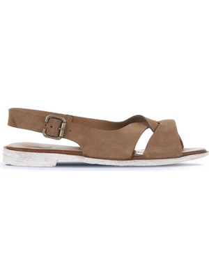 Bueno Shoes Taba Alf Süet Kadın Düz Sandalet 01WA3018 01WA3018