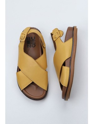 Bueno Shoes Sarı Deri Kadın Düz Sandalet 01WU5815 01WU5815