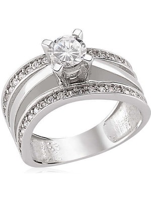 Gumush Gümüş Tek Taş Bayan Yüzük