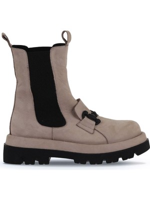 Bueno Shoes Vizon Nubuk Kadın Dolgu Topuklu Bot 01WV1003 01WV1003