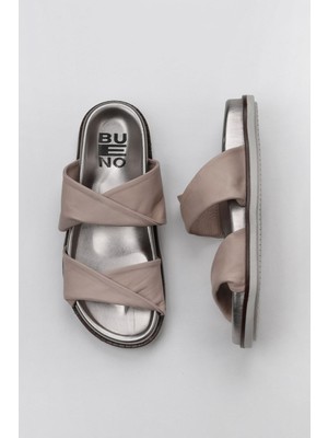 Bueno Shoes Gri Deri Kadın Düz Terlik 01WU5831 01WU5831
