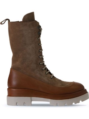 Bueno Shoes Taba Deri-Süet Kadın Dolgu Topuklu Bot 01WV2901 01WV2901
