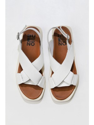 Bueno Shoes Beyaz Deri Kadın Sandalet 01WS2801 01WS2801