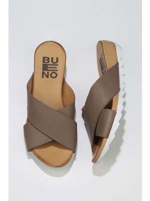 Bueno Shoes Gri Deri Kadın Düz Terlik 01WS0502 01WS0502