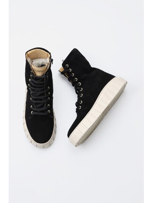 Bueno Shoes Siyah Süet Kadın Spor Bot 01WT3404 01WT3404