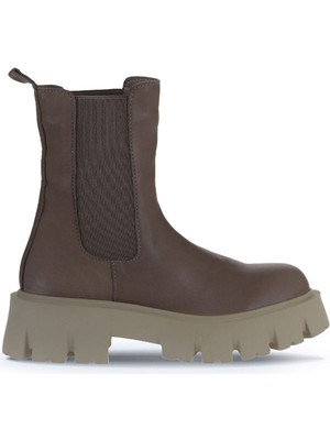 Bueno Shoes Gri Deri Kadın Dolgu Topuklu Bot 01WV4600 01WV4600