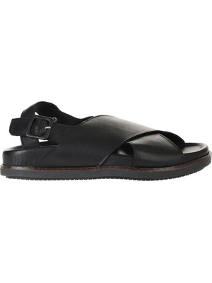 Bueno Shoes Siyah Deri Kadın Düz Sandalet 01WU5815 01WU5815