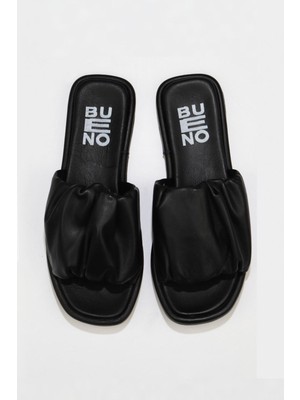 Bueno Shoes Siyah Deri Kadın Düz Terlik 01WU4125 01WU4125