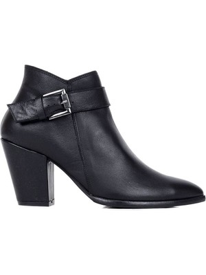 Bueno Shoes Siyah Deri Kadın Topuklu Bot 01WR5005 01WR5005