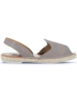 Bueno Shoes Gri Koyu Alf Süet Kadın Espadril Sandalet 01WA7201 01WA7201