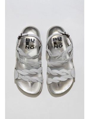 Bueno Shoes Beyaz Deri Kadın Düz Sandalet 01WU4703 01WU4703