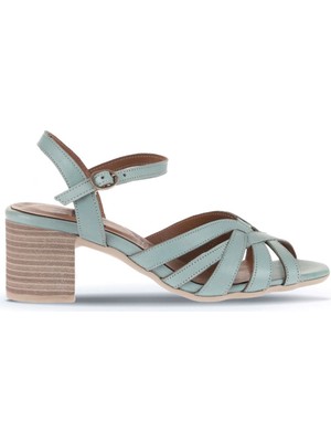 Bueno Shoes Yeşil Açık Deri Kadın Topuklu Sandalet 01WA2800 01WA2800